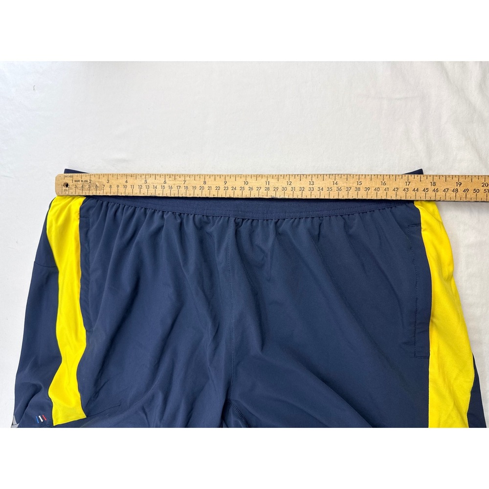 Fourlaps Mens XL 7 Inch 2-in-1 Training Shorts Navy Blue Yellow Activewear - Picture 5 of 6